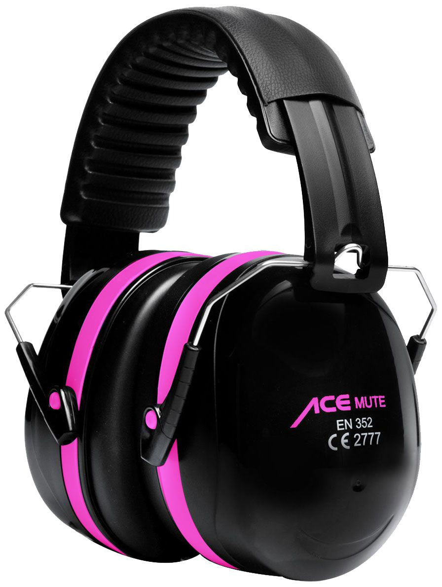 ACE Mute Kapselgehörschutz – SNR 32 dB – Schwarz/Pink – EN 352-1