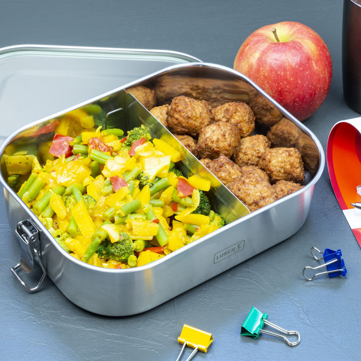 Lurch Lunchbox Snap – 1,4 l, 22,0 × 17,0 × 6,0 cm, Edelstahl 18/10/Kunststoff, mit Unterteilung