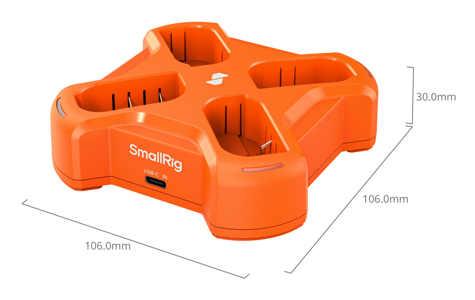 SmallRig 5748 Akkulader – für Panasonic DMW-BLK22 – 4-fach, USB, 3 A – Orange