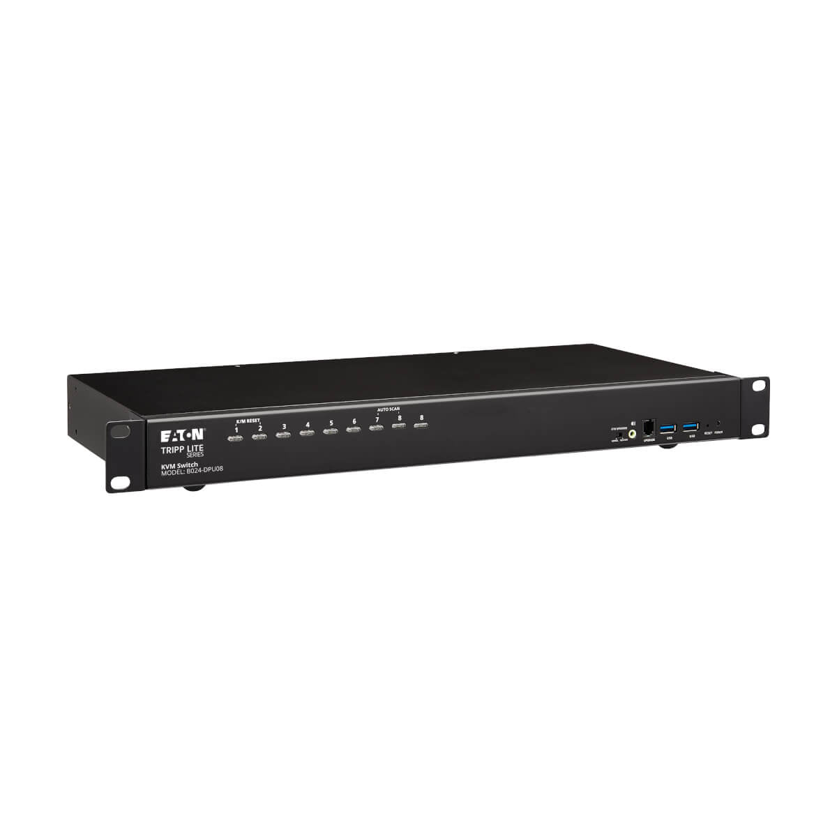 Tripp Lite B024-DPU08 – 8-Port DP KVM-Switch – 4096 × 2160/60 Hz, USB 3.0-Hub, Audio, 1U Rack