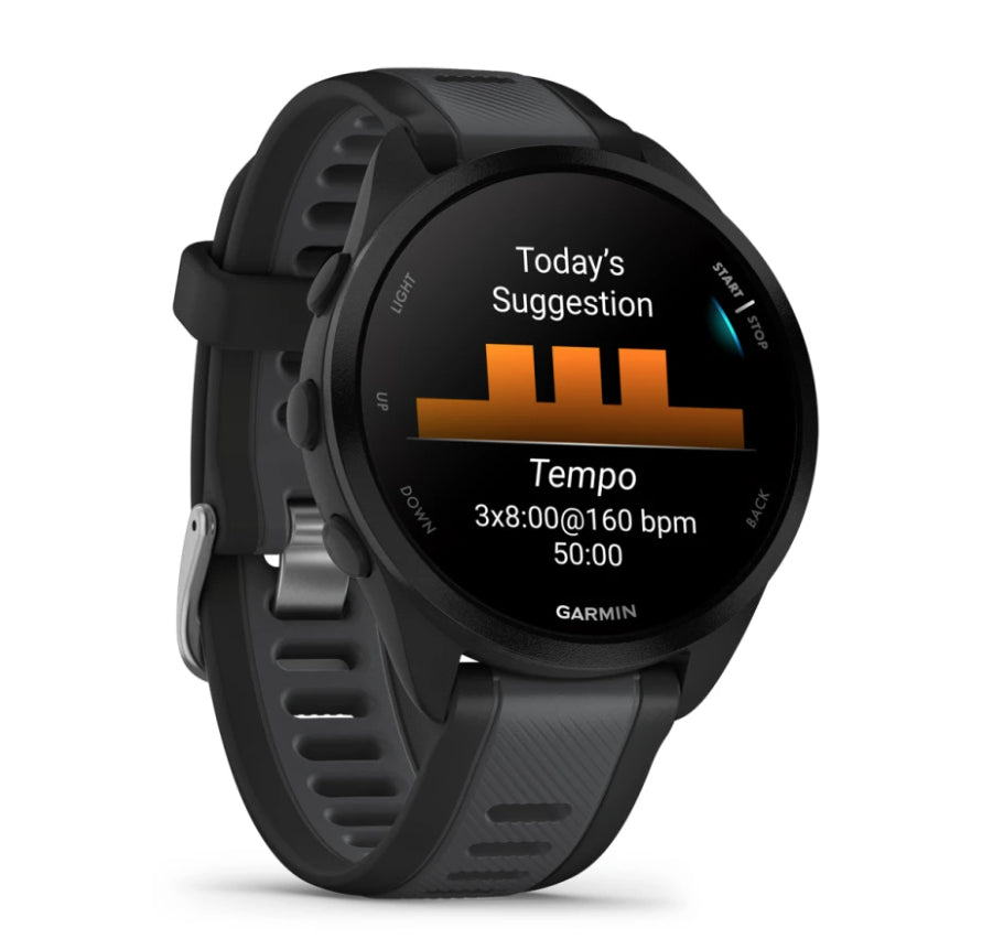 Garmin Forerunner 165 – GPS-Smartwatch – 43 mm, 1,2", WLAN, Schwarz, Sportarmband
