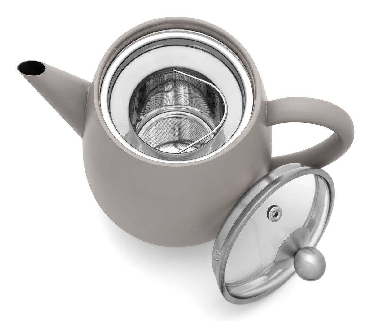 Bredemeijer Teekanne Duet – 1,1 l, 23,0 × 18,5 × 14,5 cm, Edelstahl, grau, abnehmbarer Deckel, Edelstahlfilter