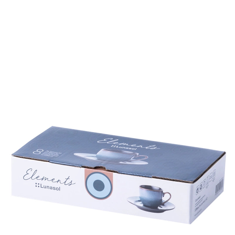 Lunasol Espressotasse – 8-teiliges Set, 90 ml, Ø 12,5 cm, Steingut, Dunkelblau, spülmaschinenfest