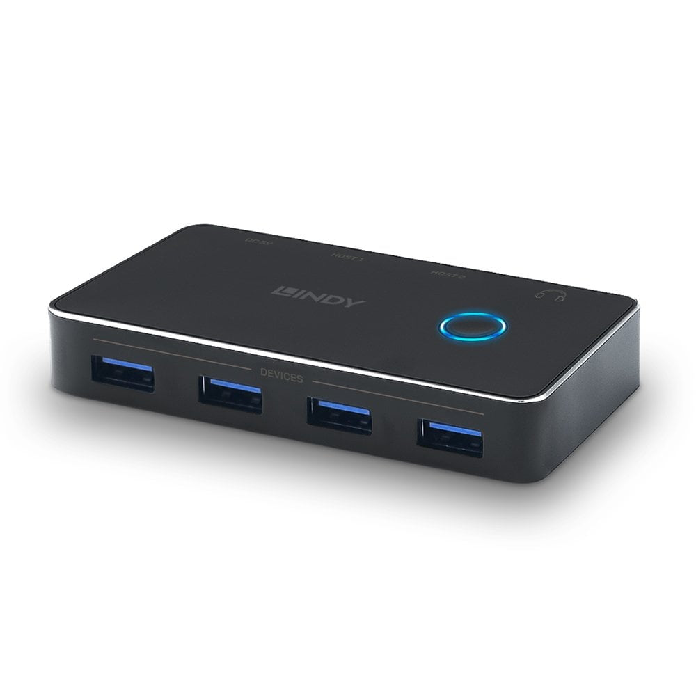Lindy 43387 – USB 3.0 Sharing Switch – 6× USB‑A (USB 3.0), USB‑C Strom, 5 Gbit/s