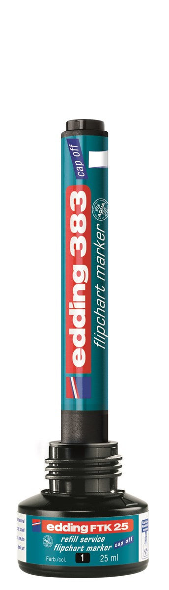 Edding FTK 25 Whiteboard-Marker Nachfülltinte – Schwarz, 25 ml, für edding e-380, e-383, EcoLine e-31 und andere