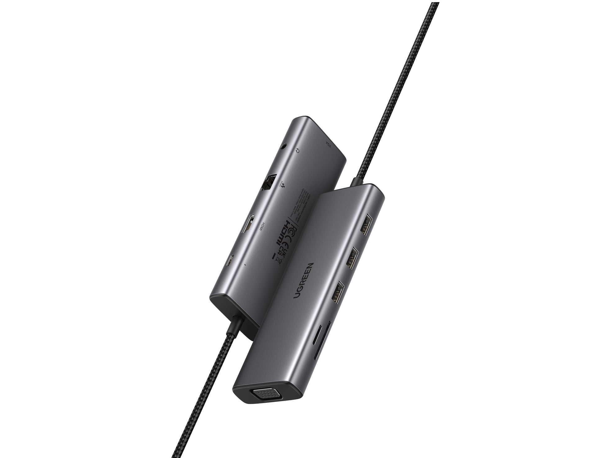 Ugreen 15601 Multiport-Adapter – USB-C, 1× HDMI, 1× VGA, 3× USB-A, 100 W PD, SD/microSD, 3,5 mm Audio