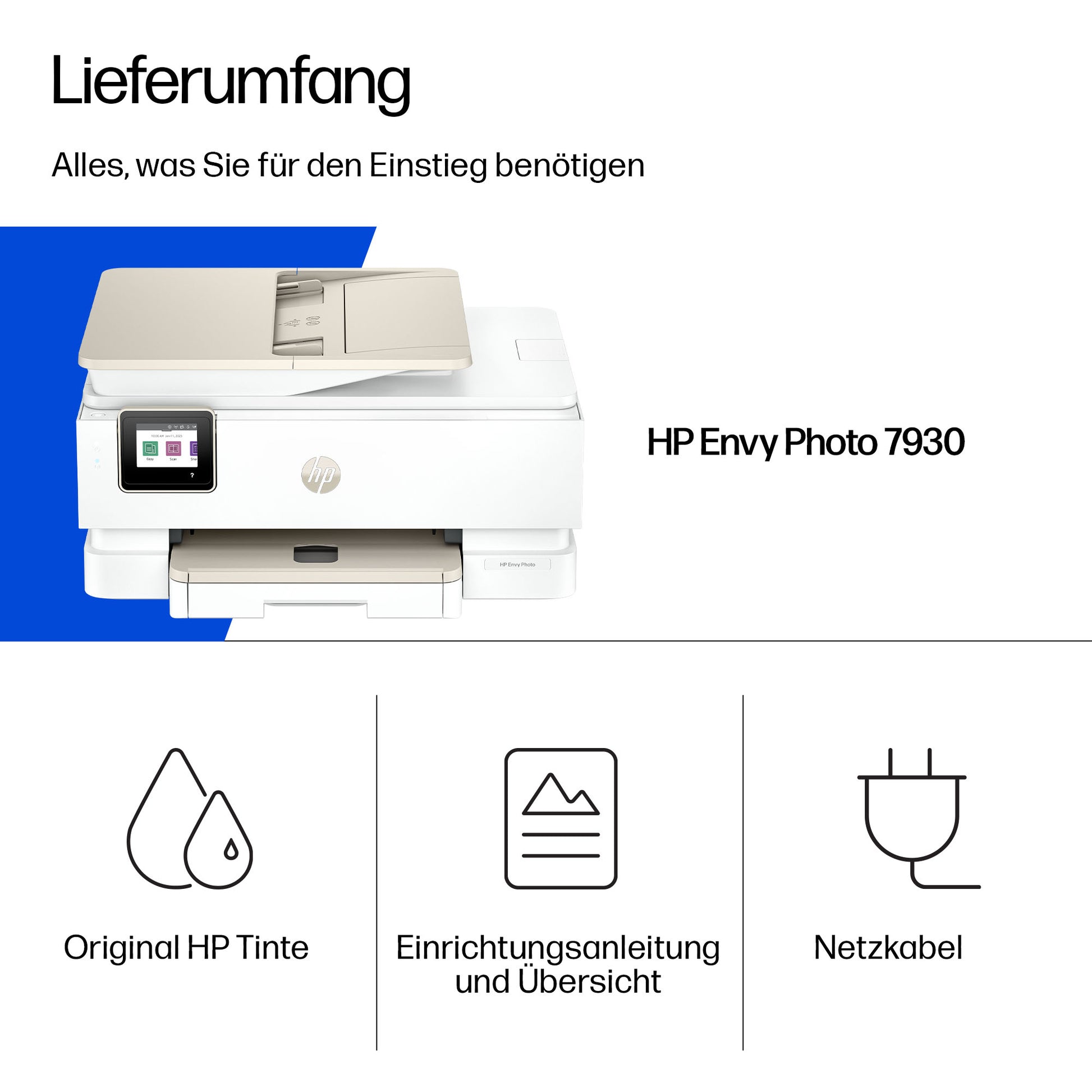 HP Envy 7930 – Farbiger Tintenstrahl-MFP A4, 3-in-1 – USB/WLAN – Duplex, ADF – 15 ppm S/W, 10 ppm Farbe