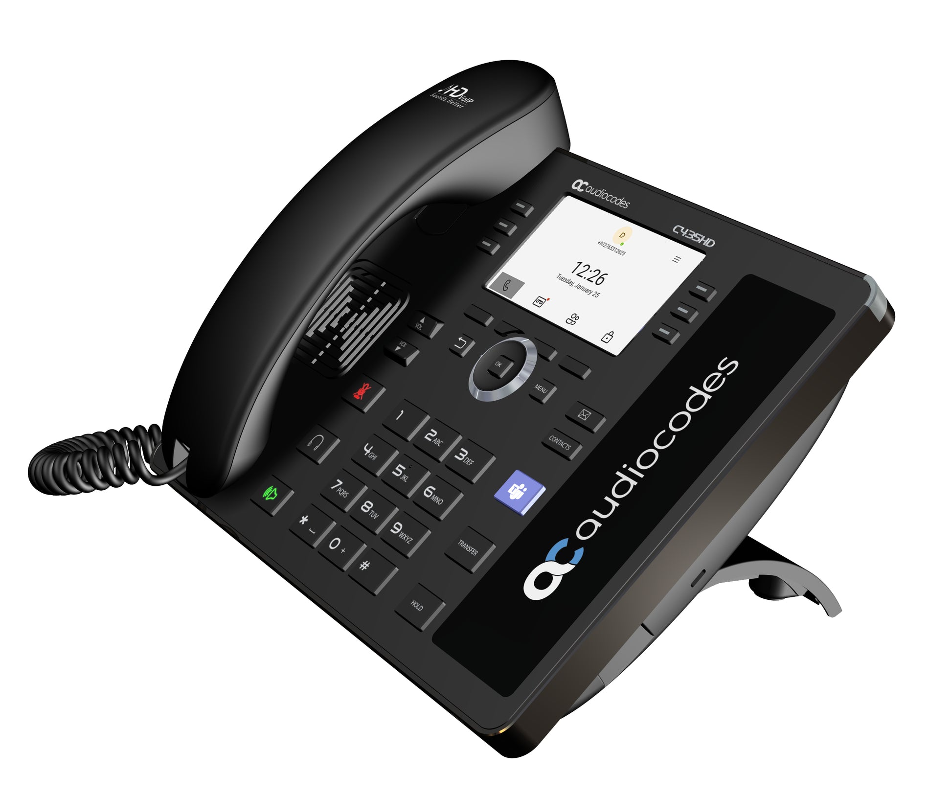 AudioCodes C435HD-R – für Microsoft Teams, PoE, Gigabit-Ethernet 10/100/1000, schwarz