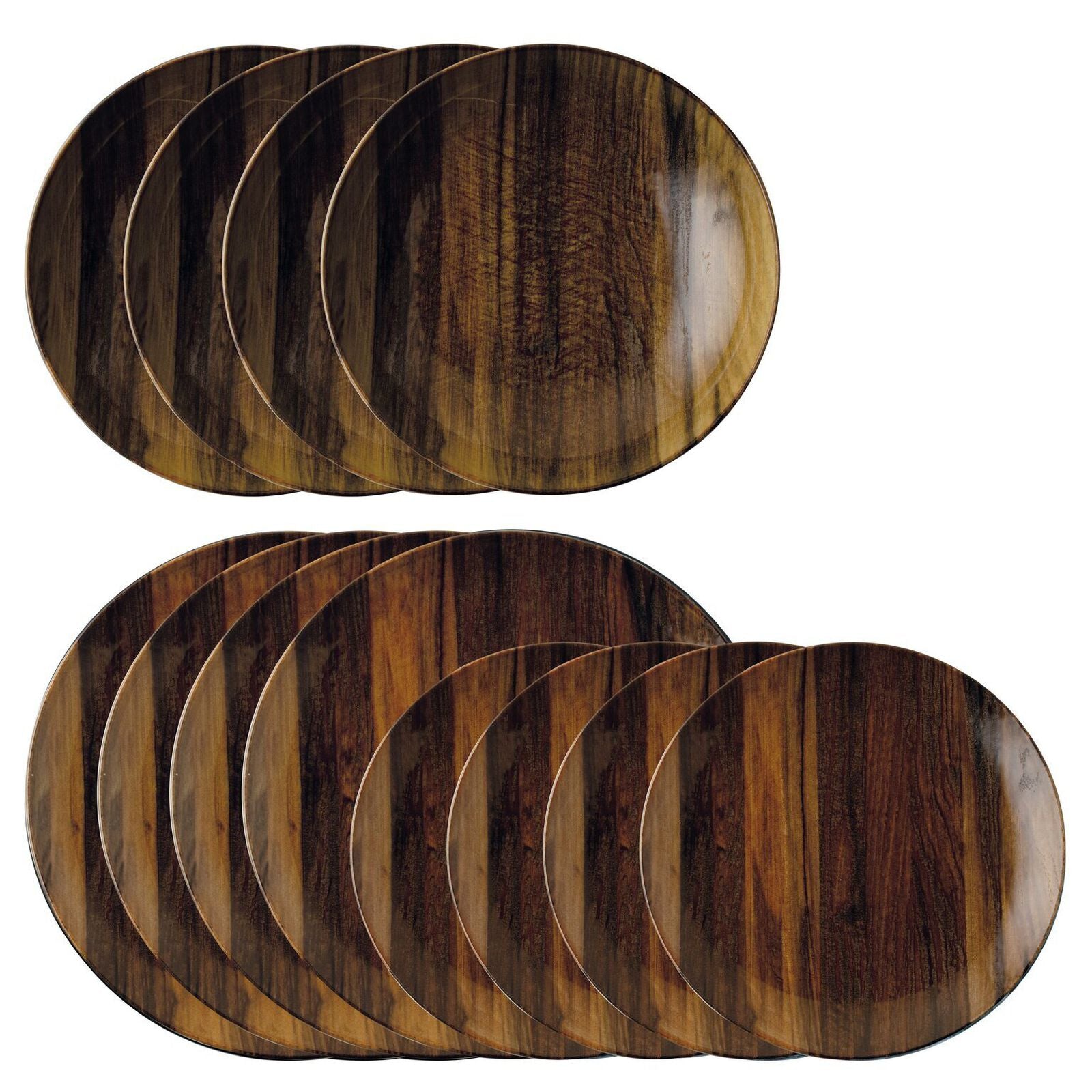 Arthur Krupp Essteller Wood Essence – 12er Set, Porzellan, Braun, spülmaschinenfest, mikrowellengeeignet