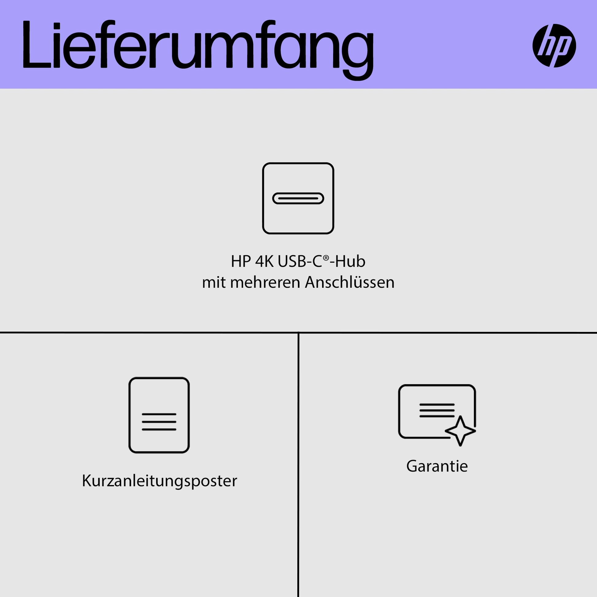 HP Multiport-Adapter – USB-C, 1× DP, 4× USB-C, 65 W PD, für Windows/Mac/ChromeOS