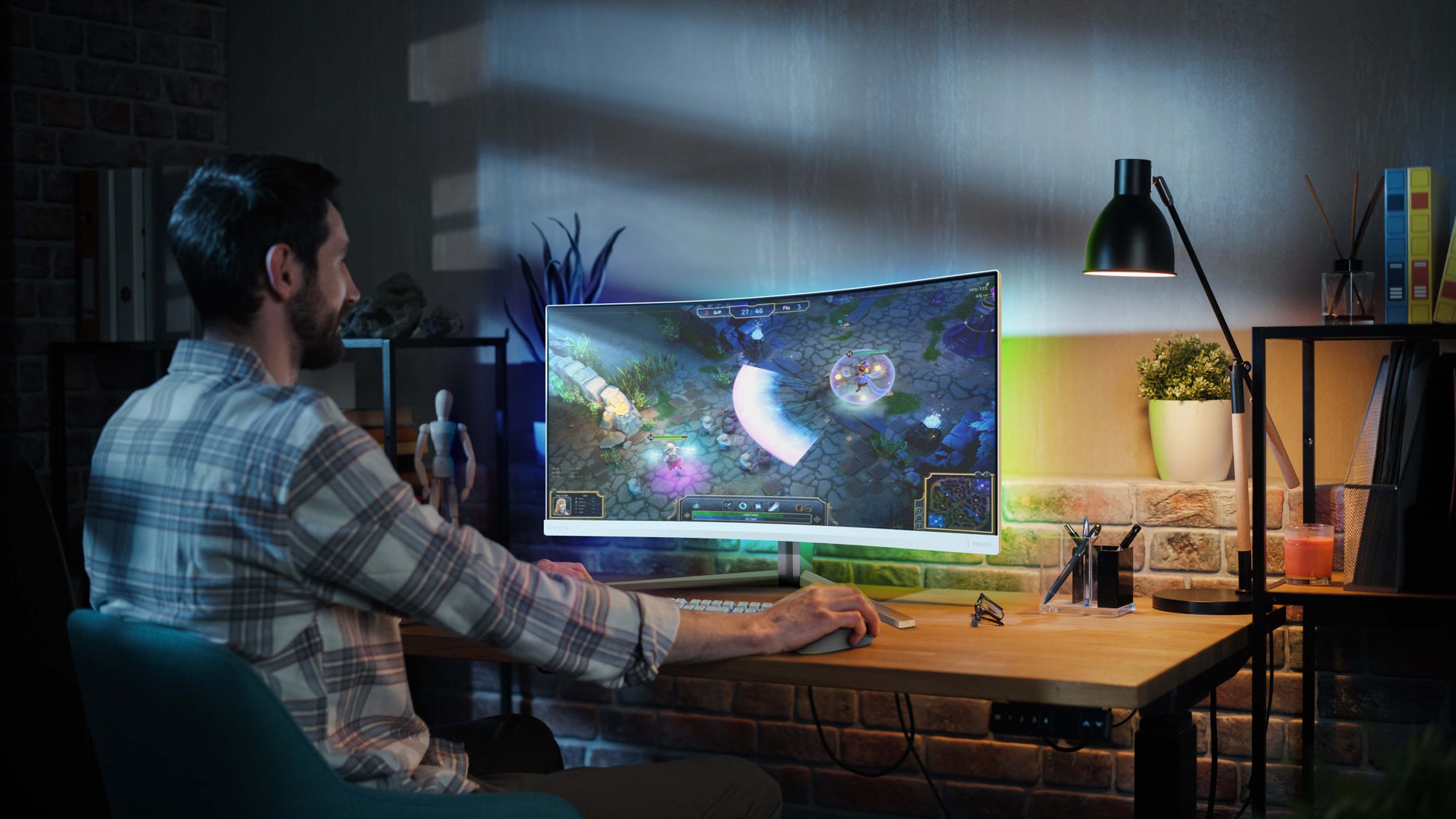 Philips Evnia 5000 34M2C5501A/00 – Monitor, 34", Curved, USB-Hub, Lautsprecher, VESA 100 × 100, Weiss