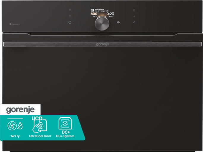 Gorenje Einbau-Mikrowelle BCM 4058 B – 50 l, Grill & Heissluft, 1000 W – Schwarz