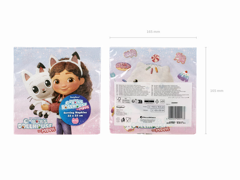 PartyDeco Gabby's Dollhouse Servietten – 33 × 33 cm, 2-lagig – 20 Stück