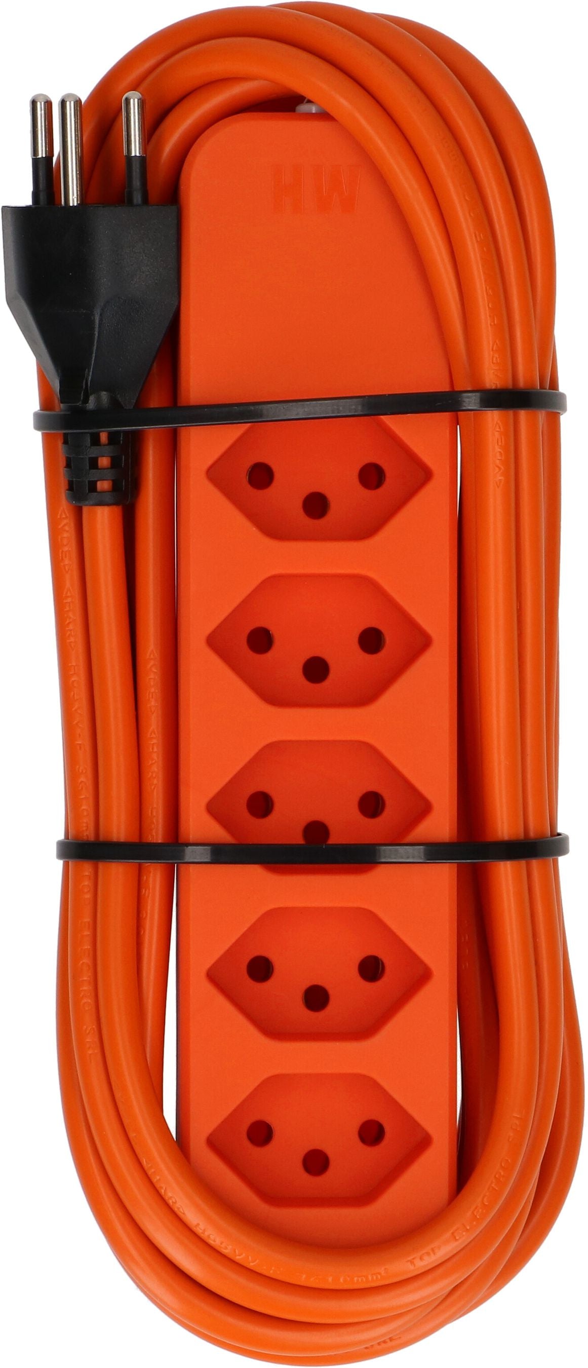 Max Hauri AG Max Hauri Steckdosenleiste 5×T13, ohne Schalter, 5 m, Überstromschutz, Eingang T12 – orange