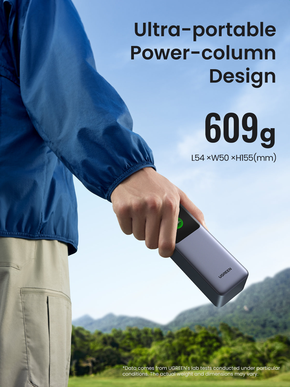 Ugreen Powerbank 25000 mAh, PD 200 W, TFT-Display, für Laptops, Smartphones und Tablets, Grau