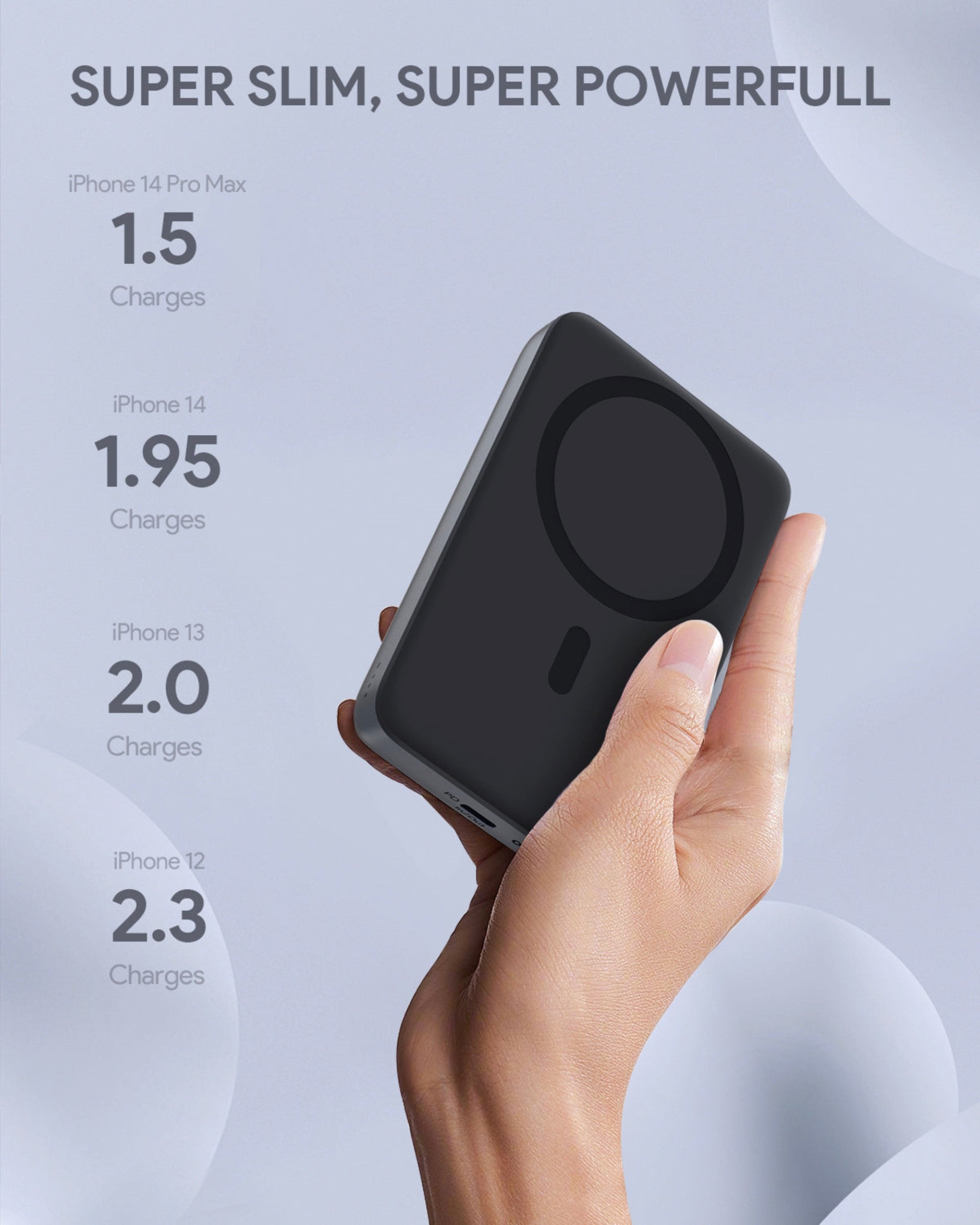 AUKEY MagSafe Powerbank 10000 mAh, PD 20 W, mit Ständer, für iPhone (MagSafe), Grau