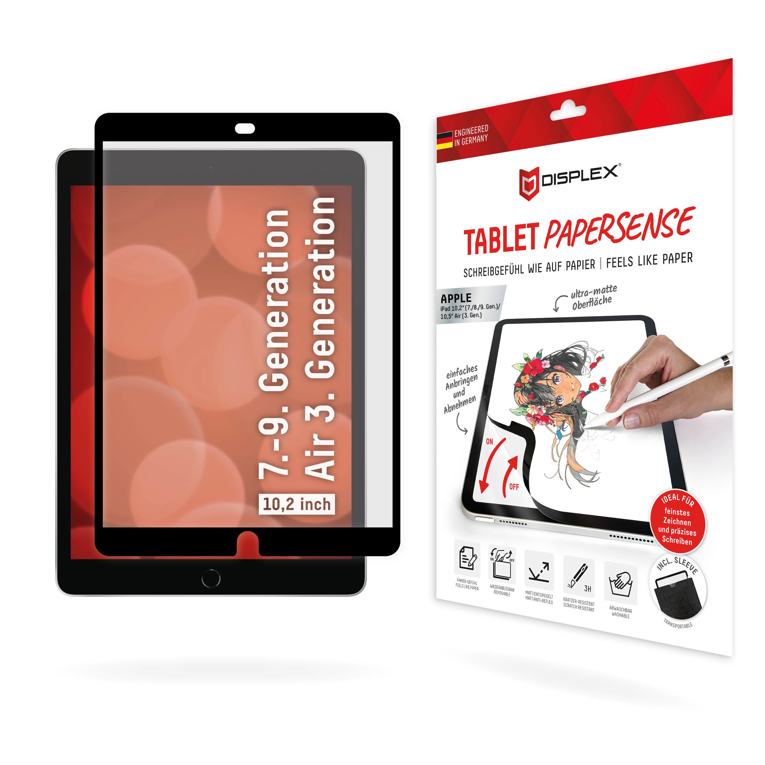 E.V.I. Panzerglas für Apple iPad (7.–9. Gen.), iPad Air (3. Gen.) 10,2" – 5H, Anti-Fingerprint