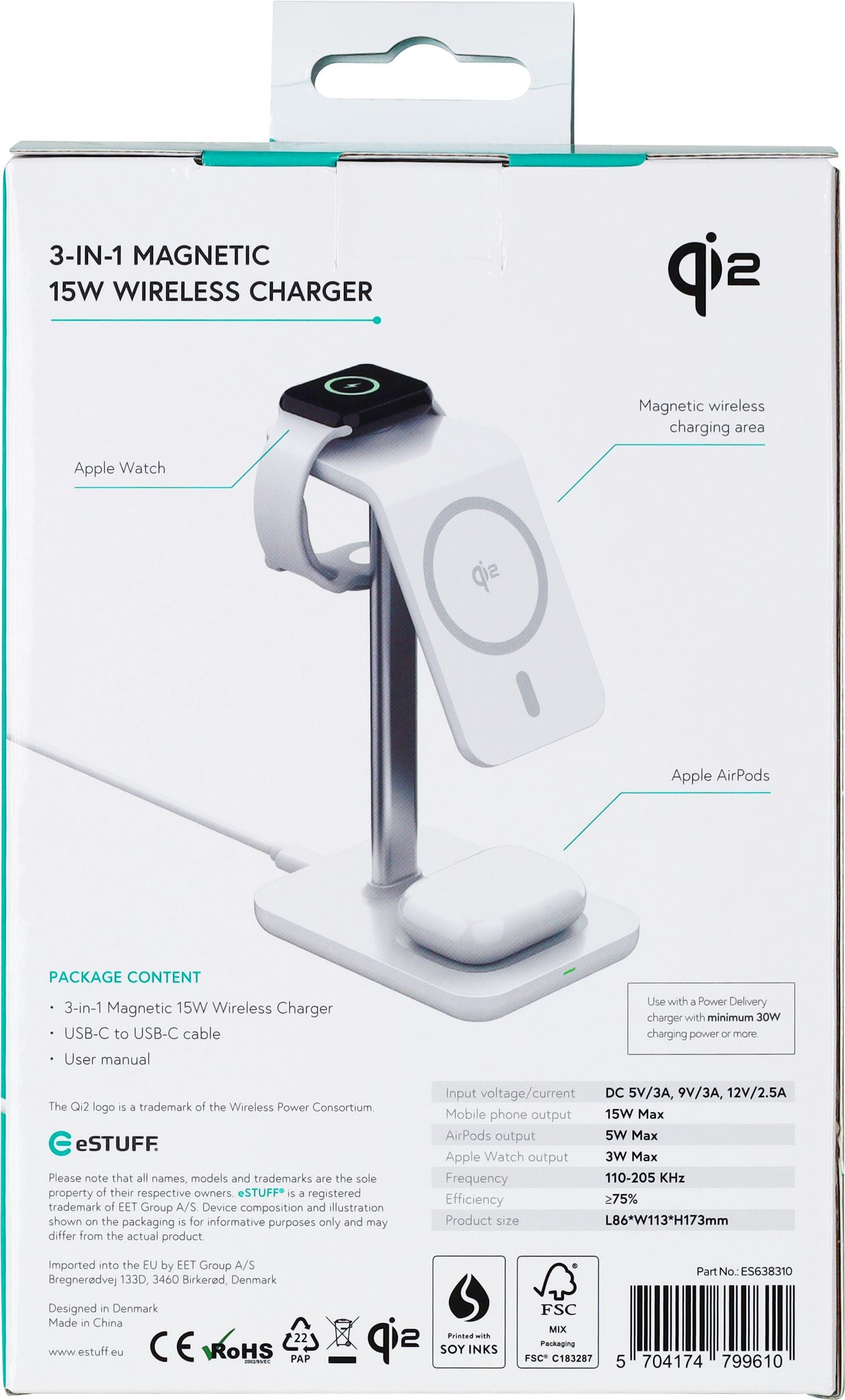 eSTUFF QI2 3-in-1 Magnetisches Wireless Ladegerät
