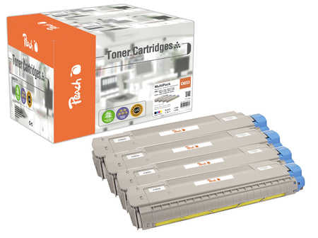 Peach Toner-Multipack – BK/C/M/Y, 7000 Seiten – für OKI C833/C843/C823 und andere