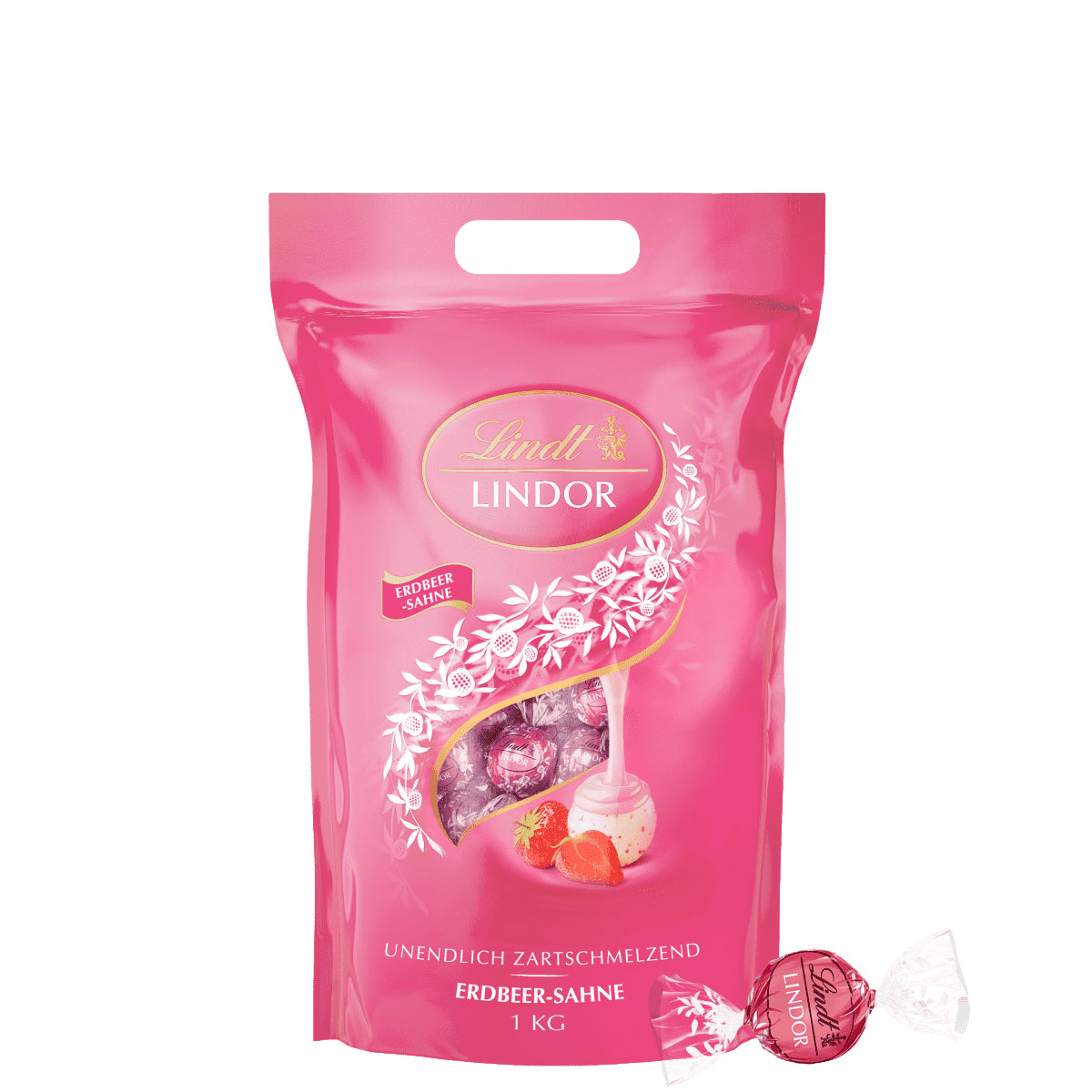 Lindt Lindor Kugeln – Erdbeere & Rahm – 80 Stück, 1 kg