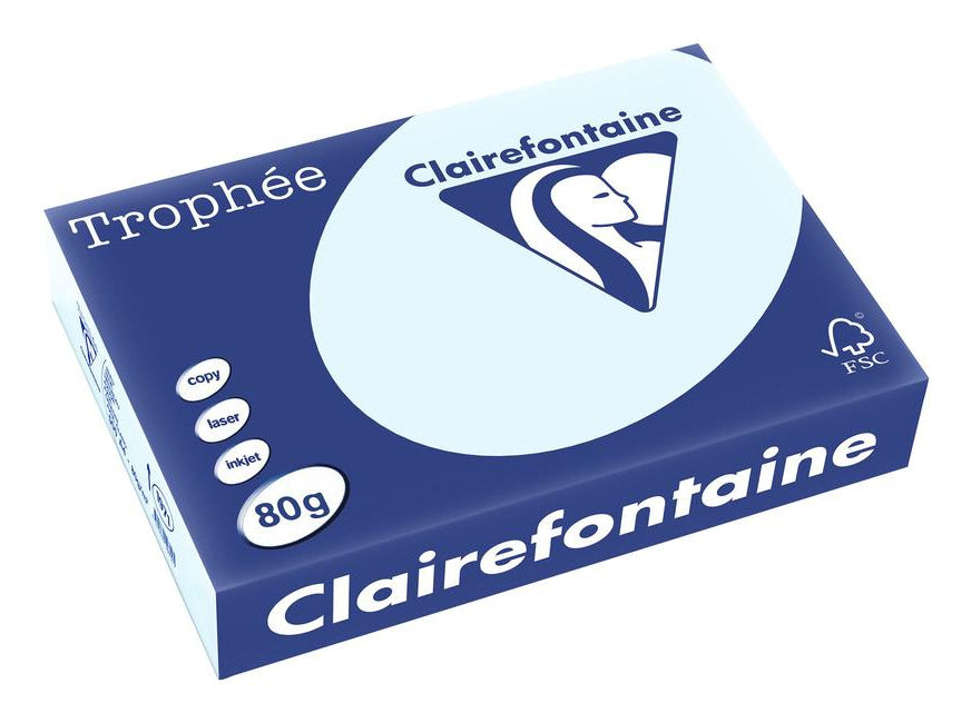 Clairefontaine Kopierpapier – A4, 80 g/m², Hellblau – für Inkjet/Laser/Kopierer – FSC, EU Ecolabel – 500 Blatt