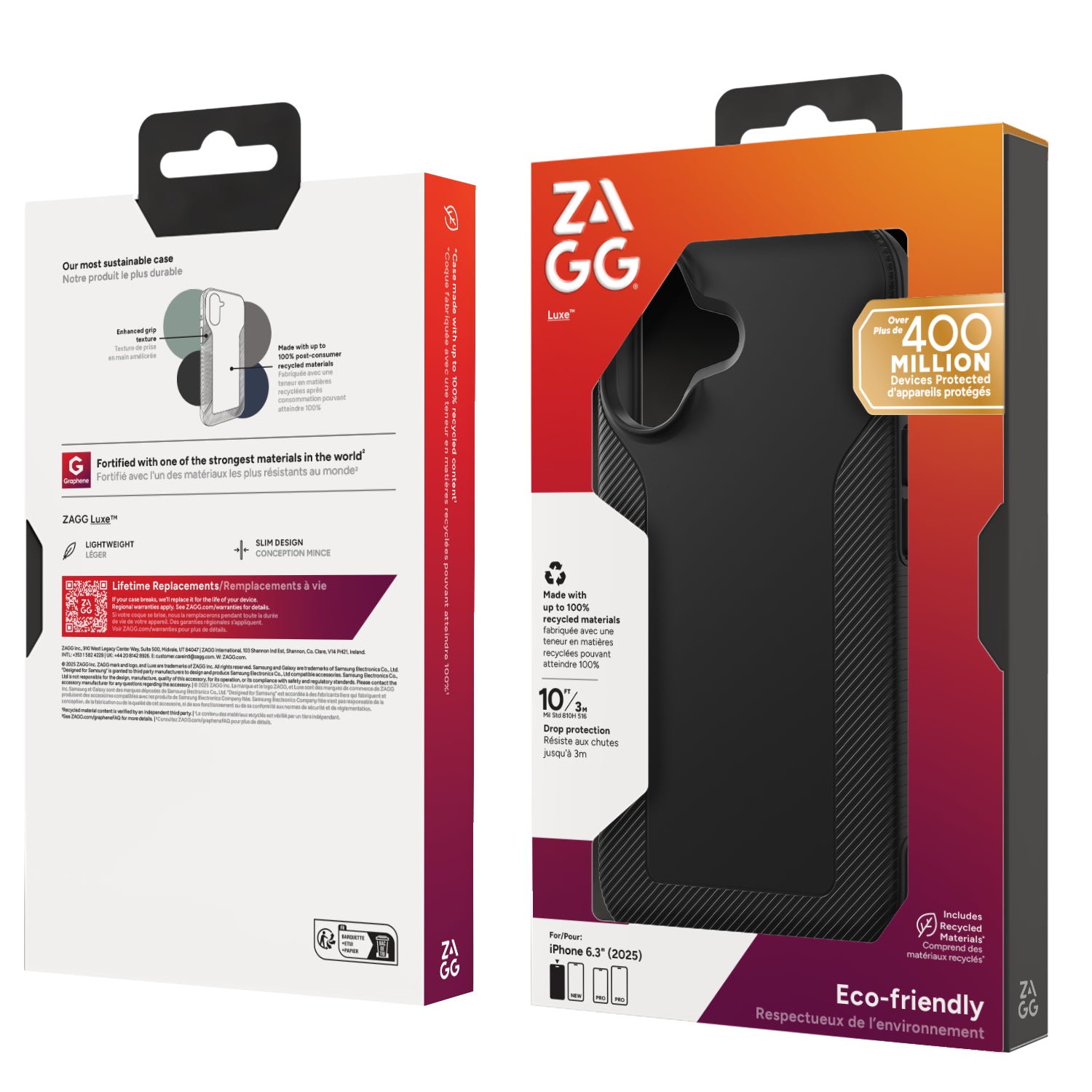 ZAGG Luxe Backcover – für Apple iPhone 17, MagSafe, Graphen, Schwarz, bis 3 m Sturzsicher