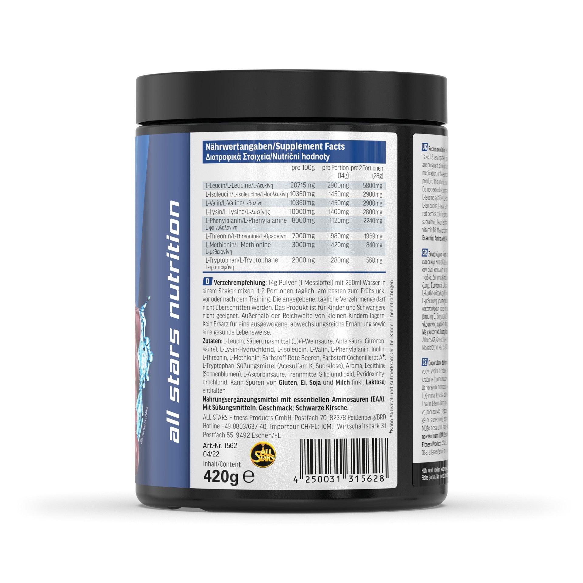 ALL STARS Fitness Products All Stars EAA Aminosäure-Pulver Kirsche – 420 g