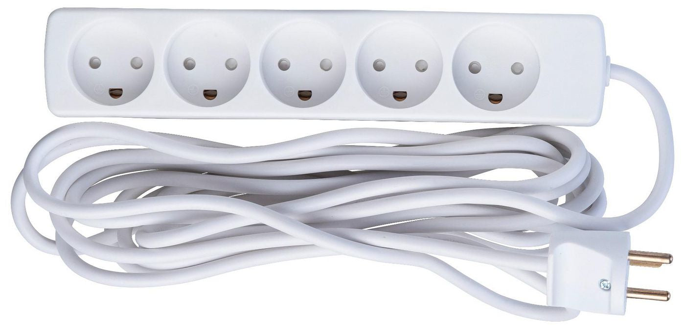 Microconnect Steckdosenleiste – 5× Typ K, 5 m, ohne Schalter, mit Kindersicherung, weiss