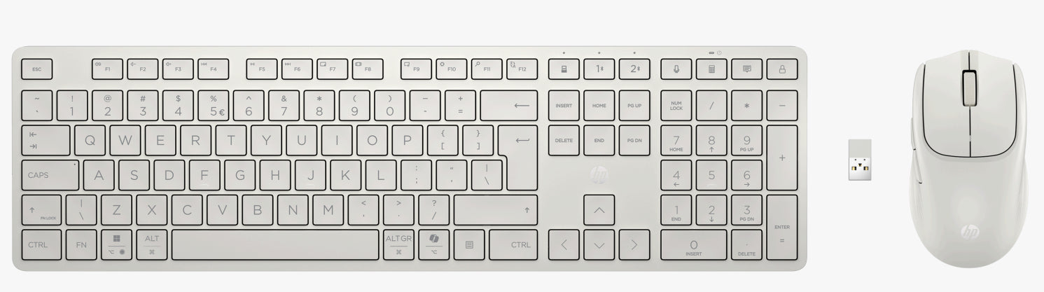 HP 495C – Tastatur- und Maus-Set – Bluetooth & 2,4 GHz (USB-A Empfänger) – Multi-Device – Weiss