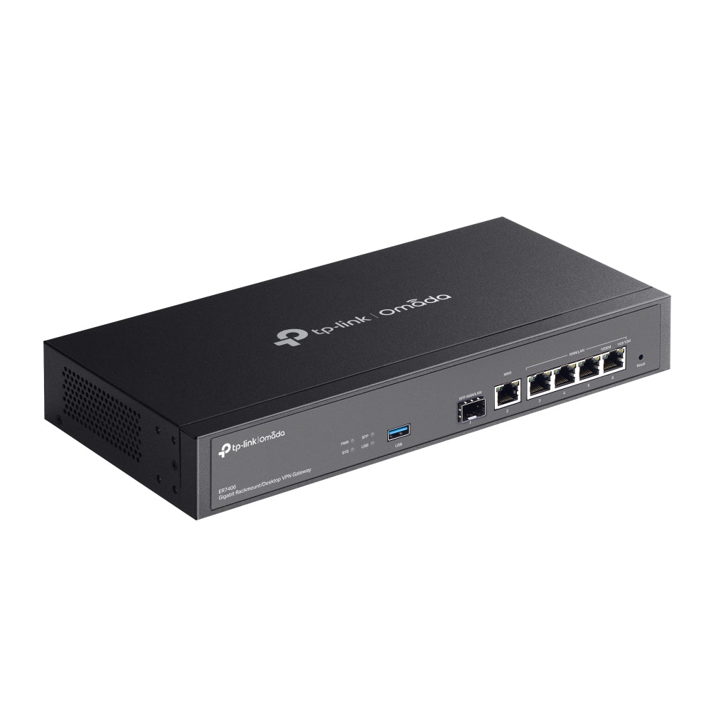 TP-Link Omada ER7406 VPN-Router – Gigabit Ethernet WAN, 5× LAN, 1× SFP WAN, 1× USB