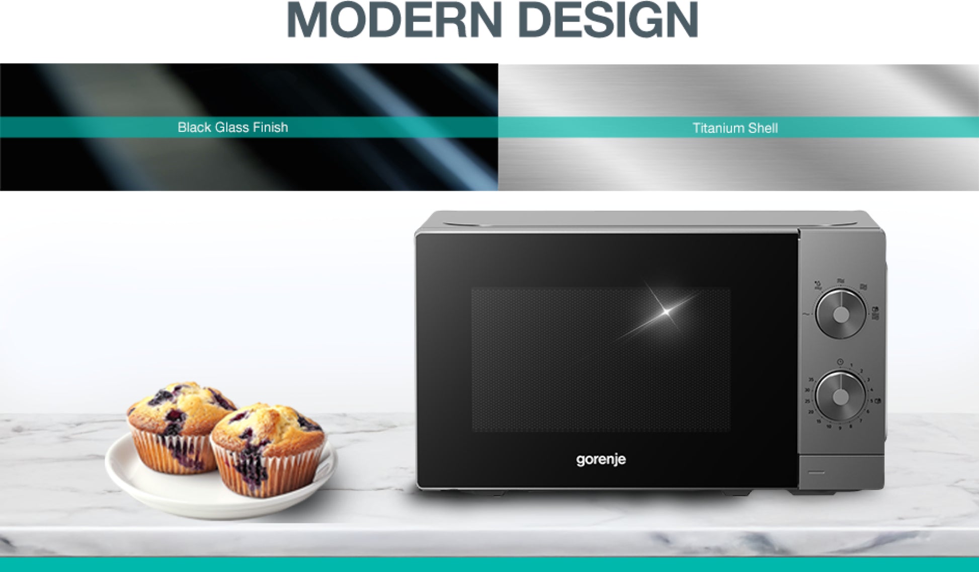Gorenje Mikrowelle MO20E1T4 – 20 l, 700 W – schwarz/edelstahl