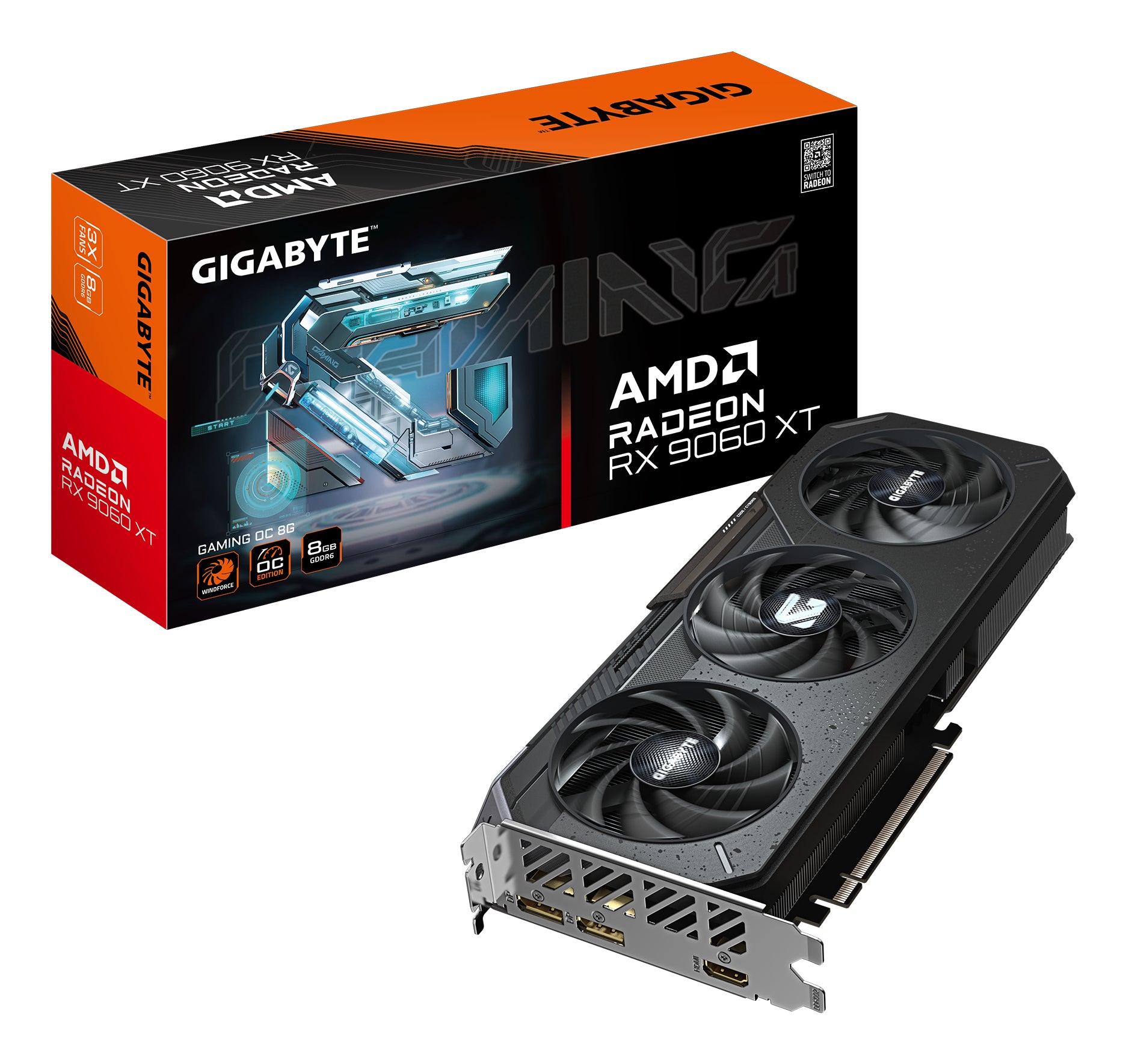GIGABYTE GV-R9060XTGAMING OC-8GD – PCIe Grafikkarte – 2×DisplayPort, 1×HDMI, PCIe 5.0, 167 W