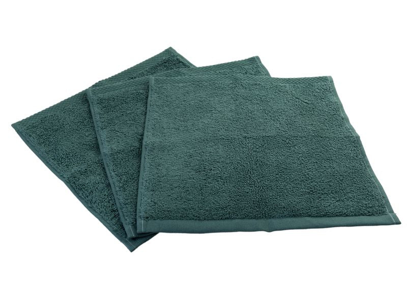 COCON Waschlappen – 30 × 30 cm, Eukalyptusgrün, 100% Baumwolle, 550 g/m², 3er-Set, OEKO-TEX
