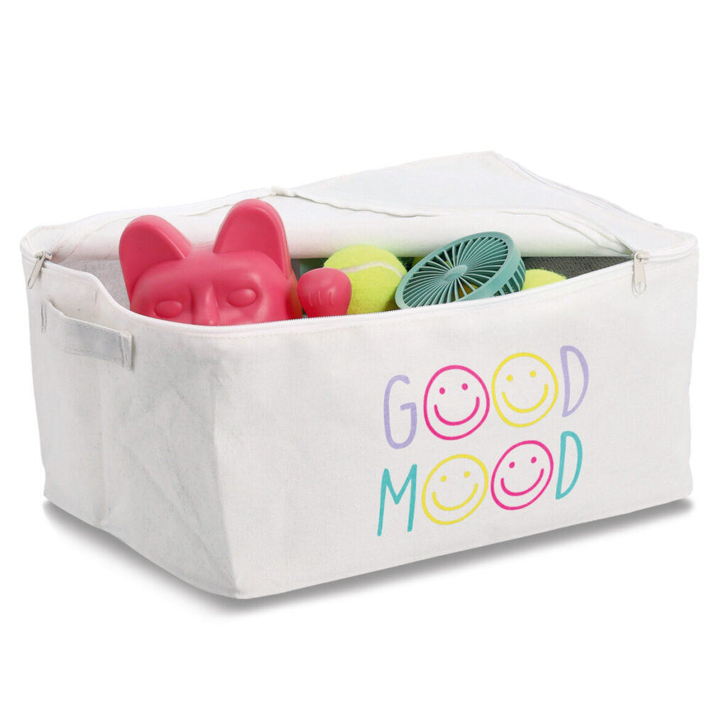 Zeller Present Good Mood Aufbewahrungsbox – Polyester/Baumwolle – Mehrfarbig – mit Griff – 290 × 180 × 390 mm