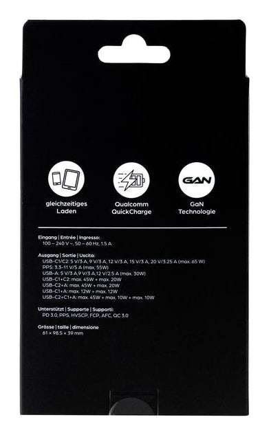 ONIT F02800 USB-Ladegerät 65 W – USB-C×2, USB-A×1 – PD 3.0, PPS, QC 3.0 – GaN – Weiss