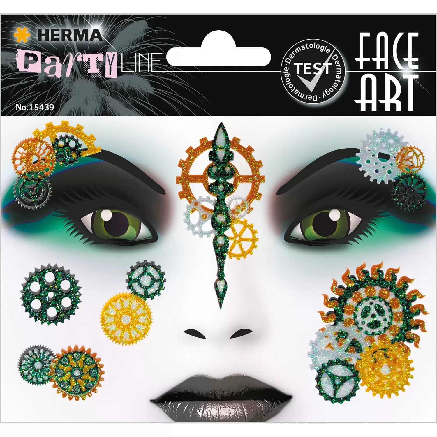 HERMA Face-Art-Sticker, Steam Punk Marie, 127 × 91 mm, 1 Blatt, wiederablösbar, 7 Etiketten pro Blatt