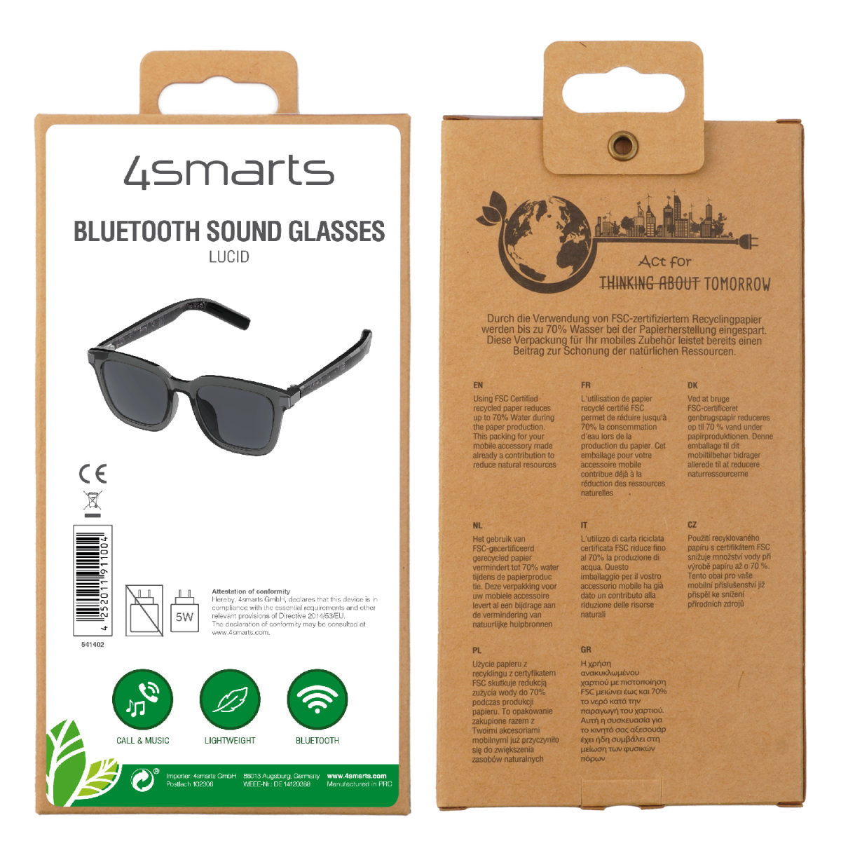 4smarts SoundGlasses Lucid – Schwarz, für Android, iOS