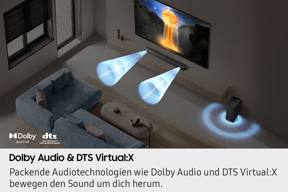Samsung HW-B460GF – Soundbar – 2.1, DTS Virtual:X, mit kabellosem Subwoofer – Schwarz
