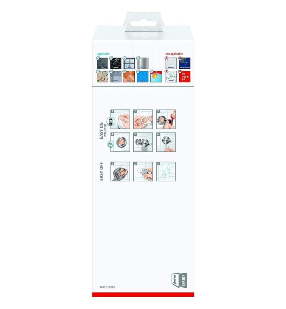 TESA DELUXXE WC-Garnitur – Glas/Chrom, Weiss, Wandmontage, 13,8 × 9,8 × 44,5 cm