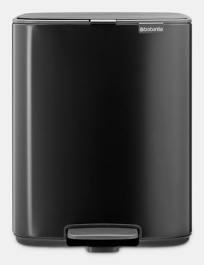Brabantia Papierkorb – 12 l – Stahl, Schwarz matt – B × H × T 292 × 369 × 263 mm