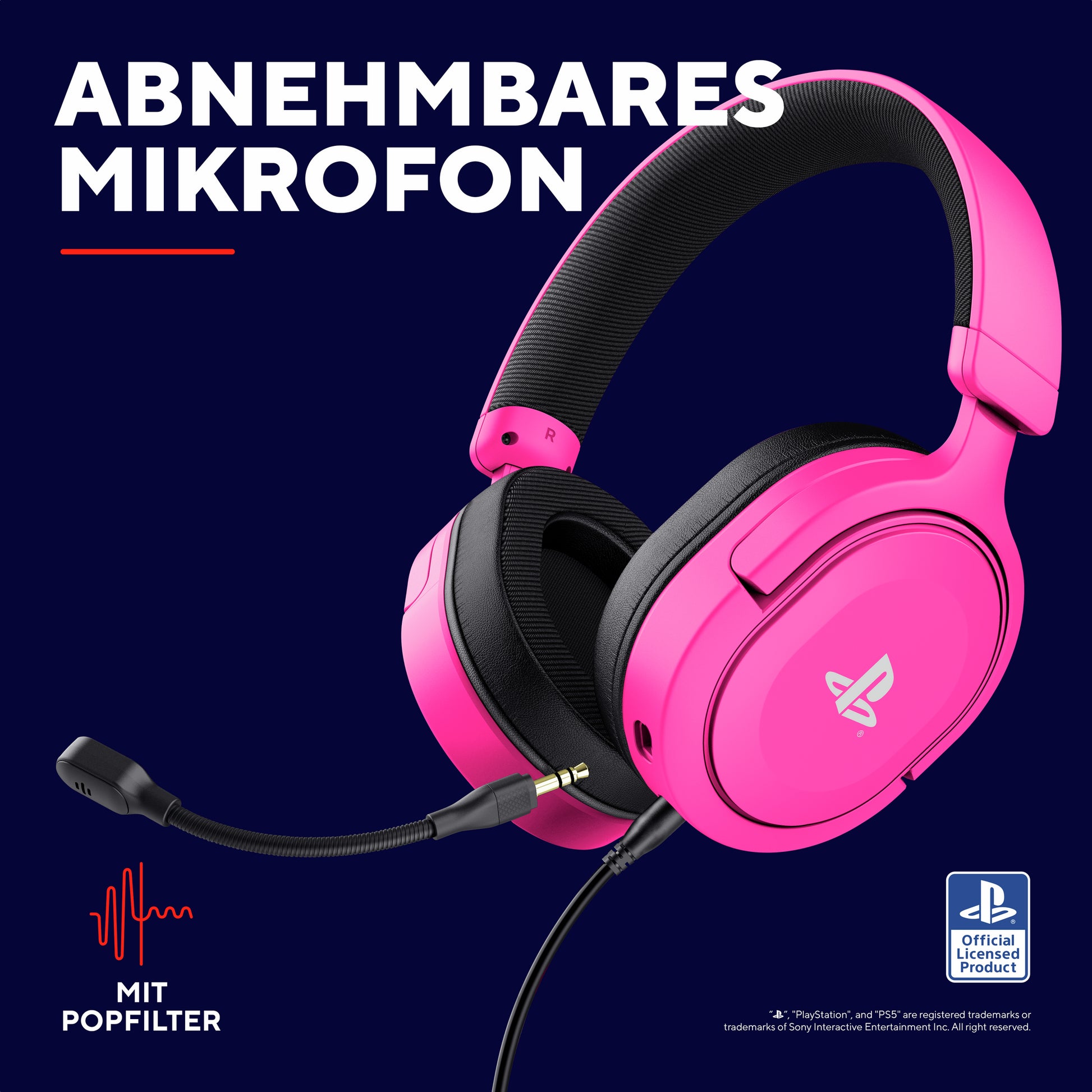 Trust GXT 498P Forta Gaming-Headset – Over-Ear, Stereo, Kabelgebunden, 3,5 mm Klinke, Rosa