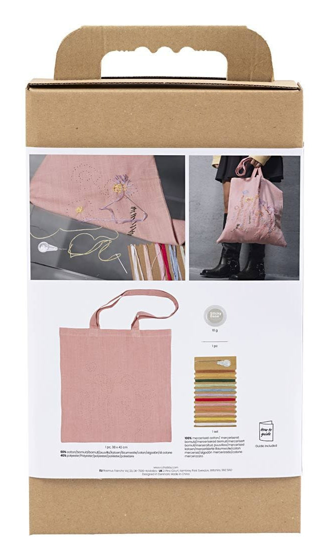 Creativ Company Nähset – Stick-Set für Kinder – Blumen – Baumwolle – Mehrfarbig, Rose