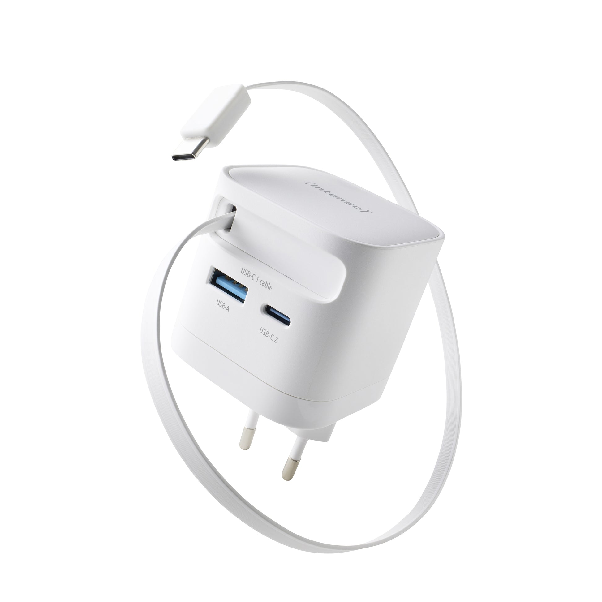 Intenso W65ACIC USB-Ladegerät 65 W – USB-C×2, USB-A×1 – PD 3.0, PPS, QC 4.0, GaN, EU-Stecker (Typ C)