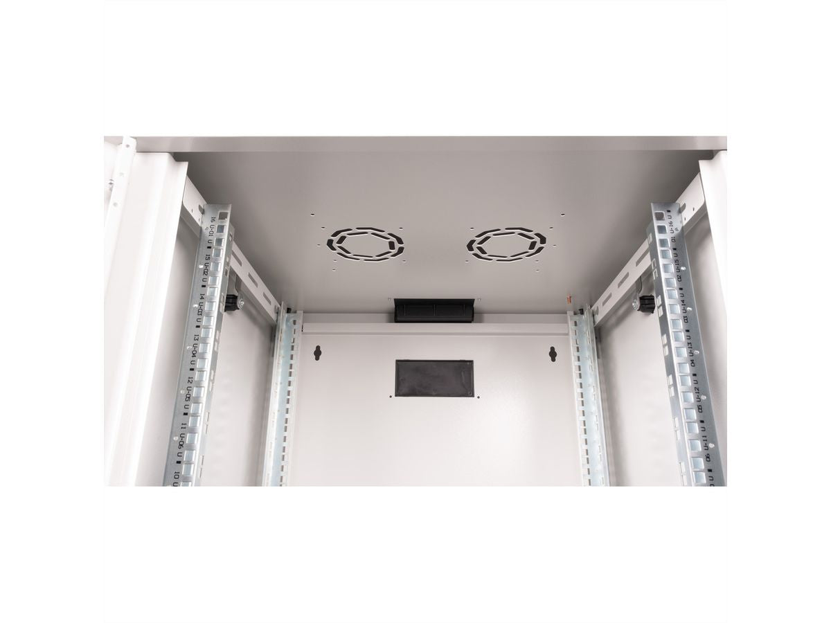 ROLINE Pro – 19" Wandverteiler 16U, IP20, abschliessbar, 600 × 600 × 818 mm, lichtgrau, Stahl