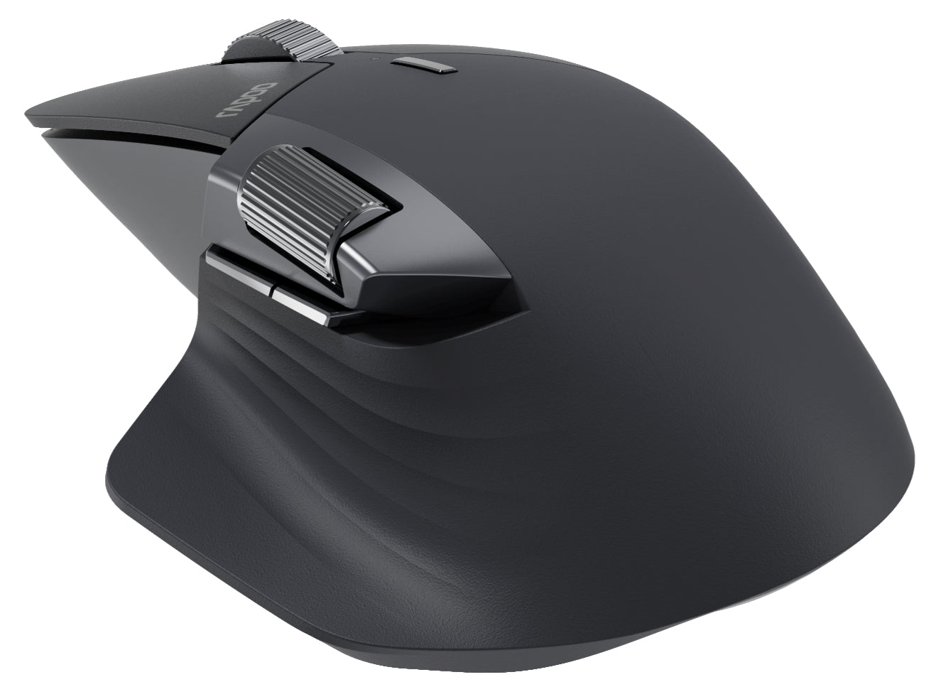 Rapoo MT760L Ergonomische Maus – kabellos, Bluetooth + 2,4 GHz, USB-C, für Rechtshänder, Daumentaste, schwarz