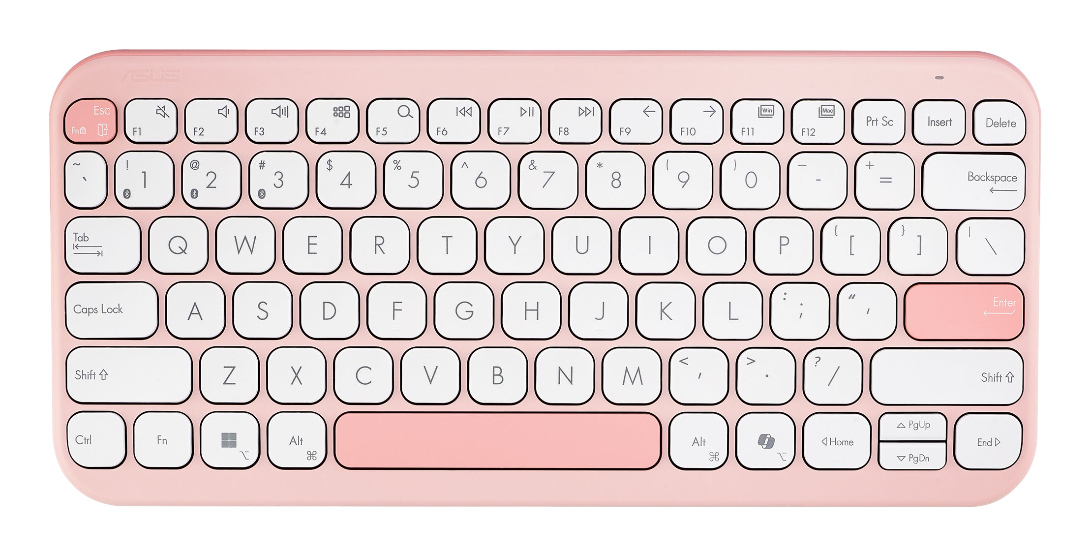 ASUS Marshmallow KW100 – Tastatur 75% – Schere – Bluetooth – QWERTZ (DE) – ohne Ziffernblock – Pink