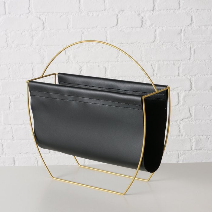 Boltze Rulana Zeitschriftenständer – Metall/Polyurethan – Gold – 400 × 140 × 405 mm