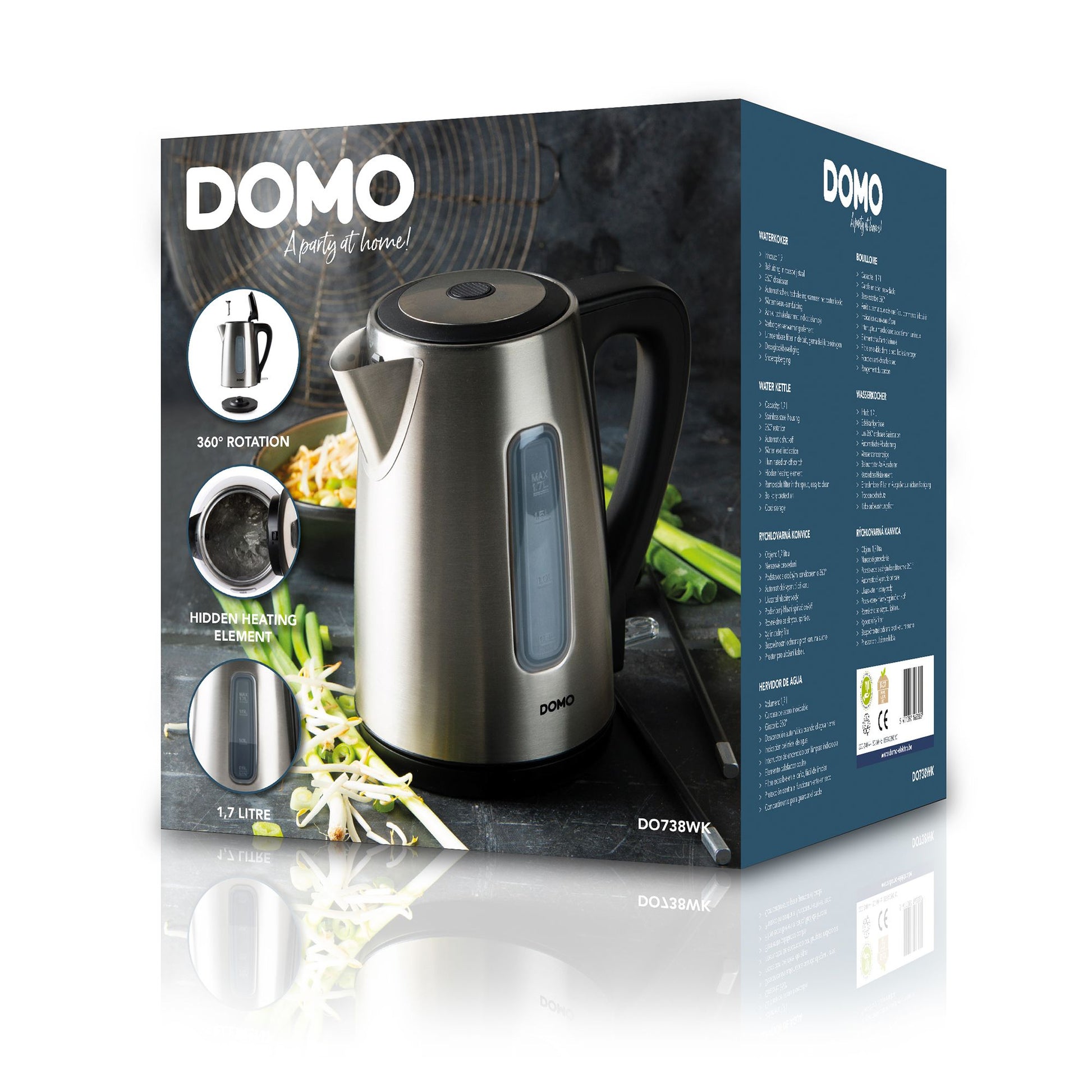 Domo Wasserkocher – 1,7 l, Edelstahl, DO738WK