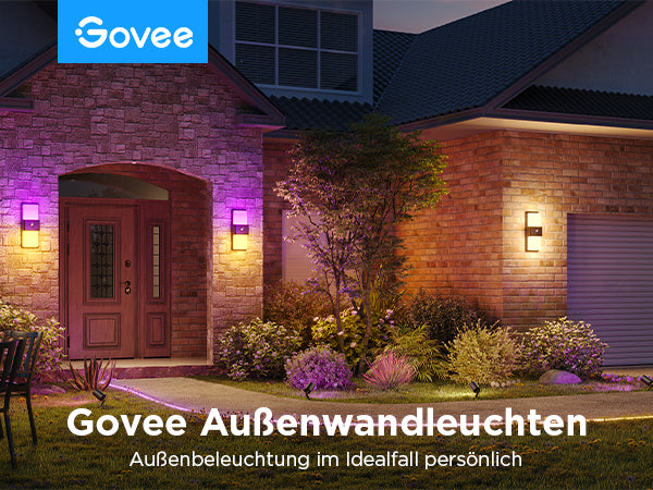 Govee Aussenwandleuchte – 1 500 lm, 24 W – Mehrfarbig, 2700–6500 K – IP65 – Netzbetrieb – für Alexa, Google