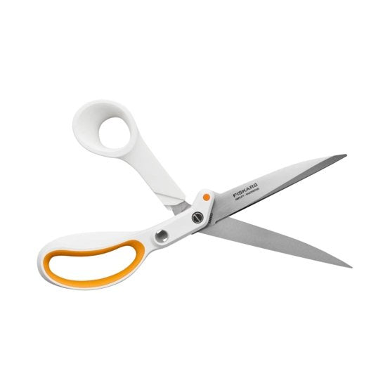Fiskars Universalschere Amplify RazorEdge soft – für Rechts- und Linkshänder, spitz, Metall, orange, weiss